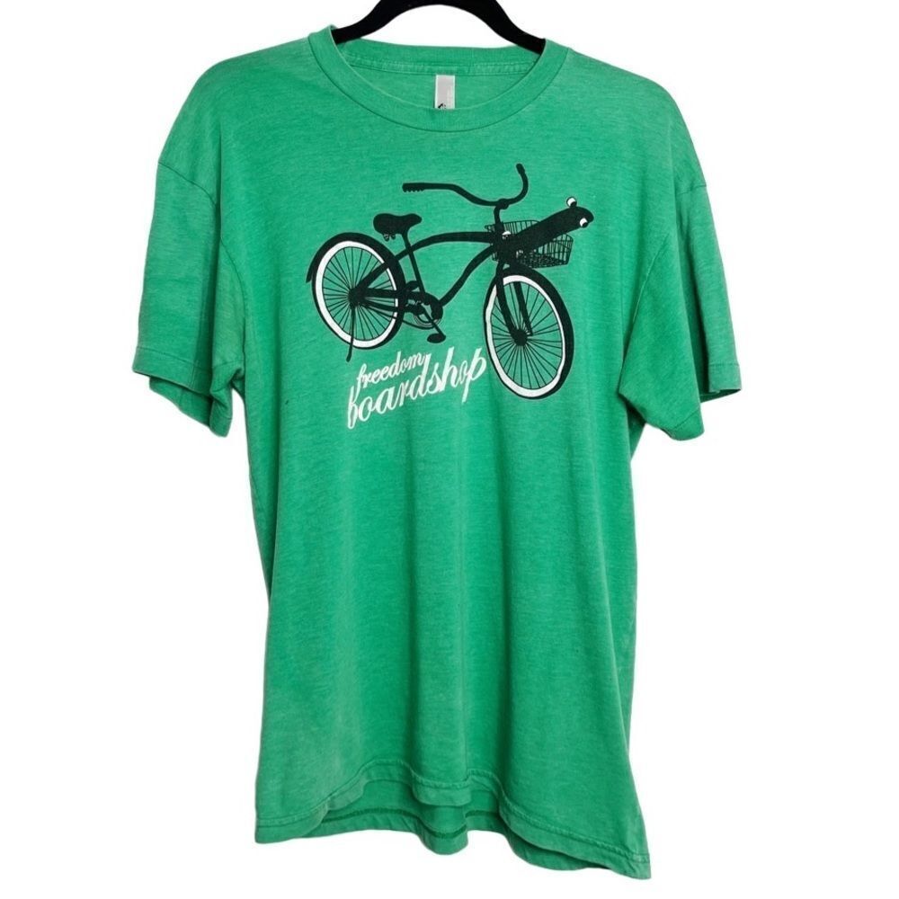 American Apparel 50/50 Bicycle Short Sleeve Graphic Tee Green Black Large